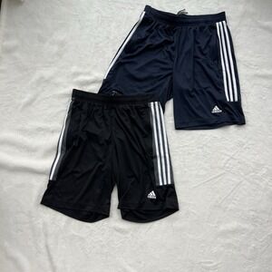 Lot Of 2 ADIDAS Mens Aeroready 3 Stripe Training Shorts Size Medium Black Navy